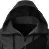 Maiyifu-GJ Men's Fleece Hoodies Full Zip Lightweight Color Block Hoodie Long Sleeve Zip-up Hooded Sweatshirt With Pocket (Black,Large) view 3