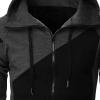 Maiyifu-GJ Men's Fleece Hoodies Full Zip Lightweight Color Block Hoodie Long Sleeve Zip-up Hooded Sweatshirt With Pocket (Black,Large) view 4