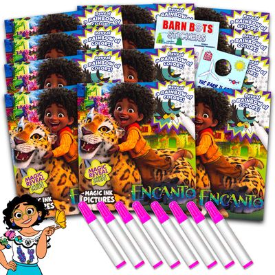 Disney Encanto Imagine Ink Coloring Book Set for Girls Boys - 12 Pack No Mess Encanto Coloring Books with Barn Bots Stickers and Door Hanger (Disney Encanto Party Favors)