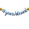 18 Years Blessed Banner,Pre-Strung,Blue Glitter Paper Garlands for 18th Birthday / Wedding Anniversary Party Decorations Supplies,No Amssembly Required,Blue,SUNbetterland view 1