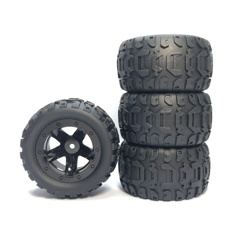 4Pcs Large Tire Widening Tyre Wheel for Wltoys 144001 124016 124018 124019 12428 Haiboxing 16889 RC Car Upgrade Parts ( Color : Black )
