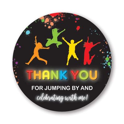 2"" Round Trampoline Bounce Jump Birthday Party Favor Stickers - Set of 40