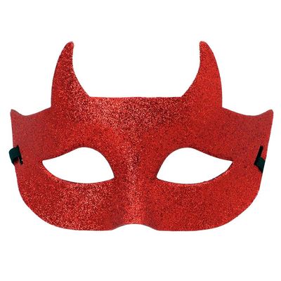 Boland 72277 Eye Mask Devil Glitter, red, Standard Size