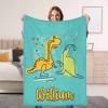 Artsadd Custom Dinosaur Fleece Throw Blanket for Kids Boys Girls Baby Custom Name Blanket Toddler Infants Blankets for Bed Birthday Shower Gift view 1