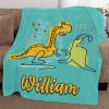 Artsadd Custom Dinosaur Fleece Throw Blanket for Kids Boys Girls Baby Custom Name Blanket Toddler Infants Blankets for Bed Birthday Shower Gift view 4