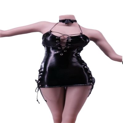 1/6 Scale Female Clothes,Female Black Leather Skirt Clothing for 12inch PH TBL JO Soldier Body (C)