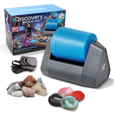 Discovery #MINDBLOWN 18-Piece Rock Tumbler Set, Motorized Machine with Polishing Kit, Rocks & Jewelry Accessories