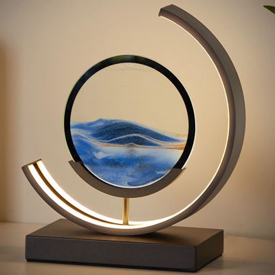 LFFH Quicksand PaintingMoving Sand Art Picture 3D Glass Deep Sea Sandscape Flowing Sand Frame Desktop Ornaments Quicksand Painting (Color : Blue, Size : 26x30cm)