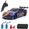 HEBXMF RC Car,2.4Ghz Electric Remote Control Vehicle,30km/h High Speed Rc Truck, 44 Super GT Dirft Racing Car with LED Light Kit with 2 Battery and Dirft Tires RTR view 3
