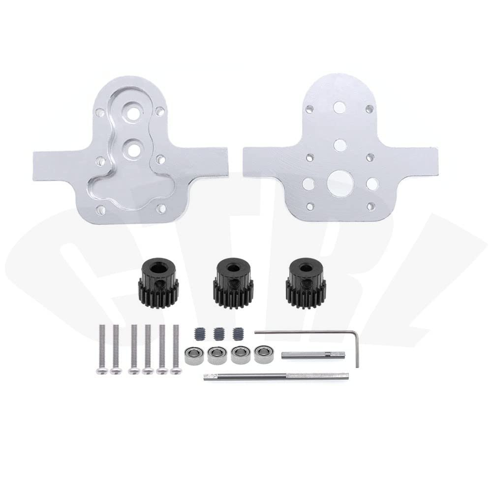 370 Motor Metal Gearbox Gear Housing for WPL 1/16 B14 B16 B24 B36 C14 C24 C34 MN90 MN91 MN45 MN99 RC Car DIY Upgrade Parts ( Color : 1 Set Silver )