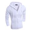 Maiyifu-GJ Men's Long Sleeve Full Zip Hoodie Casual Lightweight Cotton Hooded Sweatshirt Loose Fit Hoodies with Kanga Pocket (White,Large) view 1