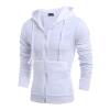 Maiyifu-GJ Men's Long Sleeve Full Zip Hoodie Casual Lightweight Cotton Hooded Sweatshirt Loose Fit Hoodies with Kanga Pocket (White,Large) view 2