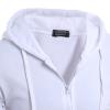 Maiyifu-GJ Men's Long Sleeve Full Zip Hoodie Casual Lightweight Cotton Hooded Sweatshirt Loose Fit Hoodies with Kanga Pocket (White,Large) view 4