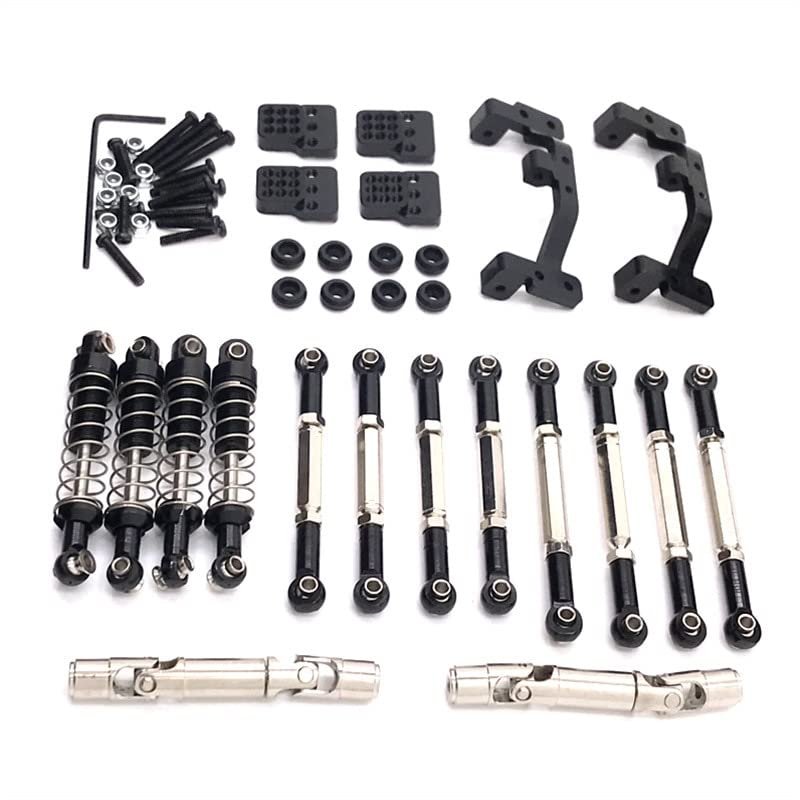 Compatible with Feiyu FY003-5A WPL Model C14 C24 1/16 RC Car Metal Upgrade Parts, Tie Rods, Drive Shafts, Shock Absorbers etc. Modified Parts ( Color : Black )