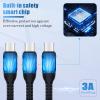 Charger USB-C for DJI Flip, Mini 4 pro, Mini 3, Neo, Mavic 3, Avata 2, FPV, Air 3 Accessories, RC2 3-in-1 Cable 3A Fast Charging,Nylon Braided Cord for DJI Drone Remote Controller Battery-4ft view 3