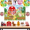 36pcs Farm Themed Party Supplies,Include Farm Animals Centerpieces Farm Background Cloth and Foil Latex Balloons, Indoor and Outdoor Farm Animals 3D Table Decorations view 1