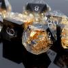 Haxtec DND Dice Set Black Sharp Edge Resin Dice Gold Flakes with Dice Case Black White Gold D&D Dice for RPG Role Playing Games Compatible with Dungeons and Dragons Gift War Series view 3