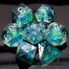 Haxtec DND Dice Set Sharp Edge Resin Dice Iridecent Inclusion with Dice Case Green D&D Dice for RPG Role Playing Games Compatible with Dungeons and Dragons Gift Galaxy Series view 2