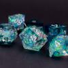 Haxtec DND Dice Set Sharp Edge Resin Dice Iridecent Inclusion with Dice Case Green D&D Dice for RPG Role Playing Games Compatible with Dungeons and Dragons Gift Galaxy Series view 4