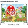 7 Pcs Farm Themed Party Supplies,Include 6pcs Farm Animals Table Centerpieces and Farm Happy Birthday Background Cloth, Indoor and Outdoor Table Decorations for Farm Animals 3D Table Decoration view 3