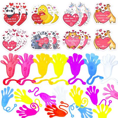 Max Fun 28 Pack Valentines Day Cards with Sticky Hands for Kids Valentines Day Gifts for Classroom Exchange Party Favors Goodie Bag Stuffer Fillers
