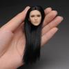 1/6 Scale Female Head Sculpt,European Girl Suntan Skin Planted Hair Head Carved for 12inch PH TBL JO Action Figure Body Collection (Black Eyes and Black Hair) view 2