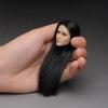 1/6 Scale Female Head Sculpt,European Girl Suntan Skin Planted Hair Head Carved for 12inch PH TBL JO Action Figure Body Collection (Black Eyes and Black Hair) view 3