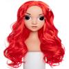 Funna Mermaid Wig for Girls Costume Accessories Halloween Princess Cosplay Long Curly Red, M view 2
