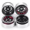 4Pcs Aluminum 1.9" Beadlock Wheels Rims for 1/10 TRX-4 SCX10 CC01 F350 D90 90034 RC Crawler Car (Black + Red) view 4