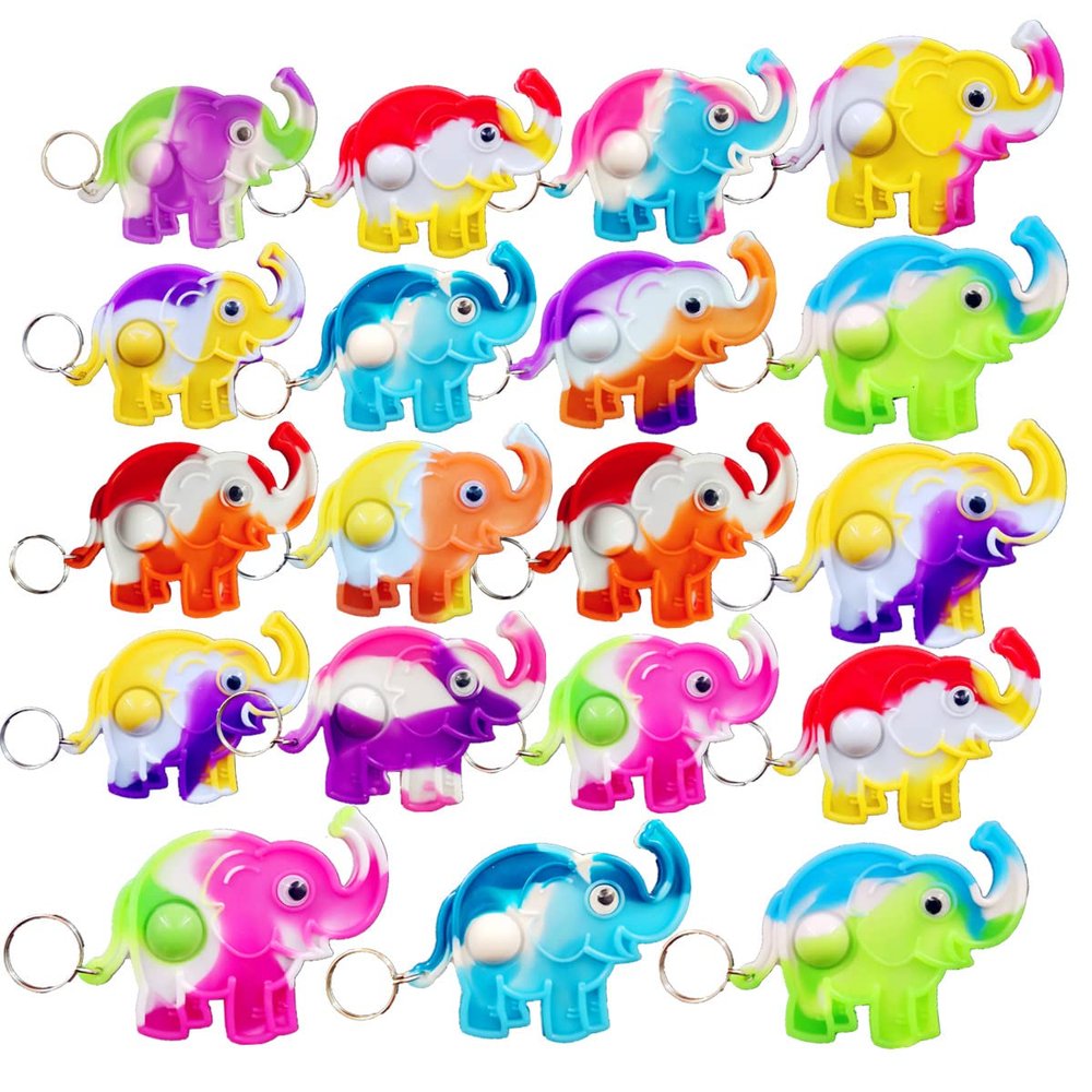 mypush popo 20 Packs Christmas Classroom Students Gifts Bulk Rainbow Bubble Fidgets Gifts From Teacher, Elephant Mini Pop Holiday Rewards Party Favors for Kids Adult