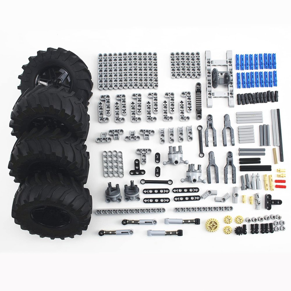 TTLYHEK Technics Parts Vehicles Suspension System with Tire 107x44 Technical Parts Set Compatible with All Major Brands, MOC Parts Building Toy DIY Accessories (200pcs)