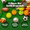 72 Pcs Sports Stress Balls Bulk 2.5 Inch Party Favor for Kids Mini Foam Stress Balls Pool Beach Toys Basketball Football Baseball Soccer Tennis Volleyball for Sports Party Supplies, Relief view 2