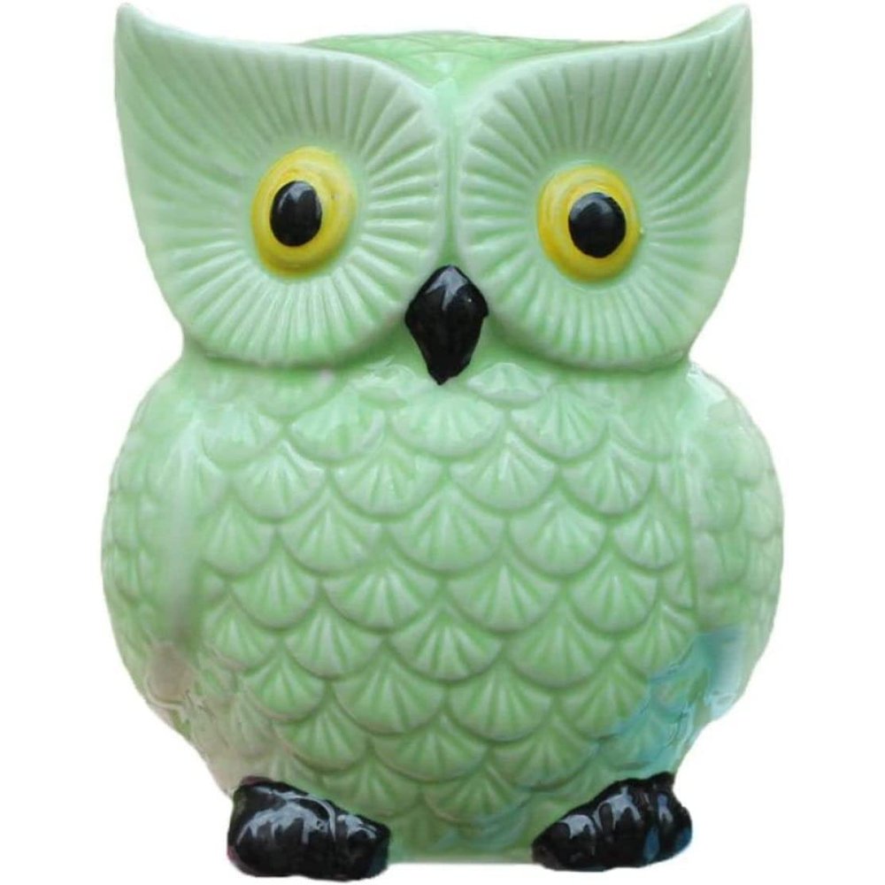 Cute Owl Ceramic Piggy Bank Personalized Money Saving Bank for Kids Girls Nursery Gift Decor Green Money Banks