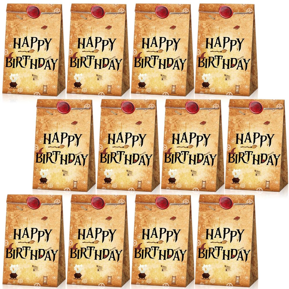 Containlol 28 Pcs Wizard Party Favor Bags Magical Treat Bags Paper Goodie Candy Bags Magical Wizard Birthday Party Favors for Kids Boy Girl Birthday Decor Gift Supplies