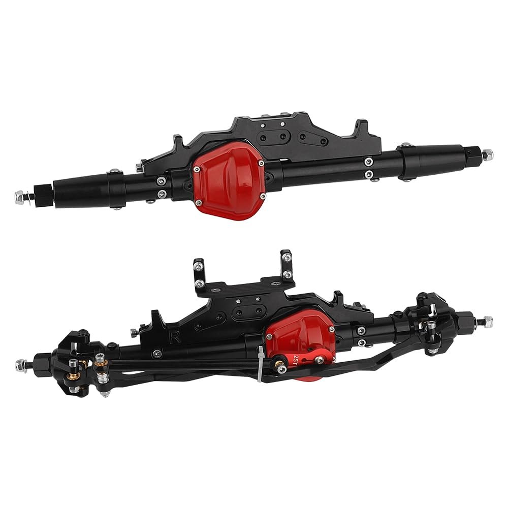 RZXYLRC Complete Metal Front Rear Axle for 1/10 RC Rock Crawler Axial Wraith 90018 90020 90045 RR10 90048 90053 (Black)