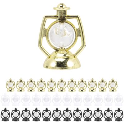 Christmas Mini Lantern 36pcs Christmas Miniature Lantern Mini Lamp Lantern Light Up Dollhouse Desktop Lamp Ornaments Small Kerosene Lamp for Doll House Garden Decor Scene Shooting
