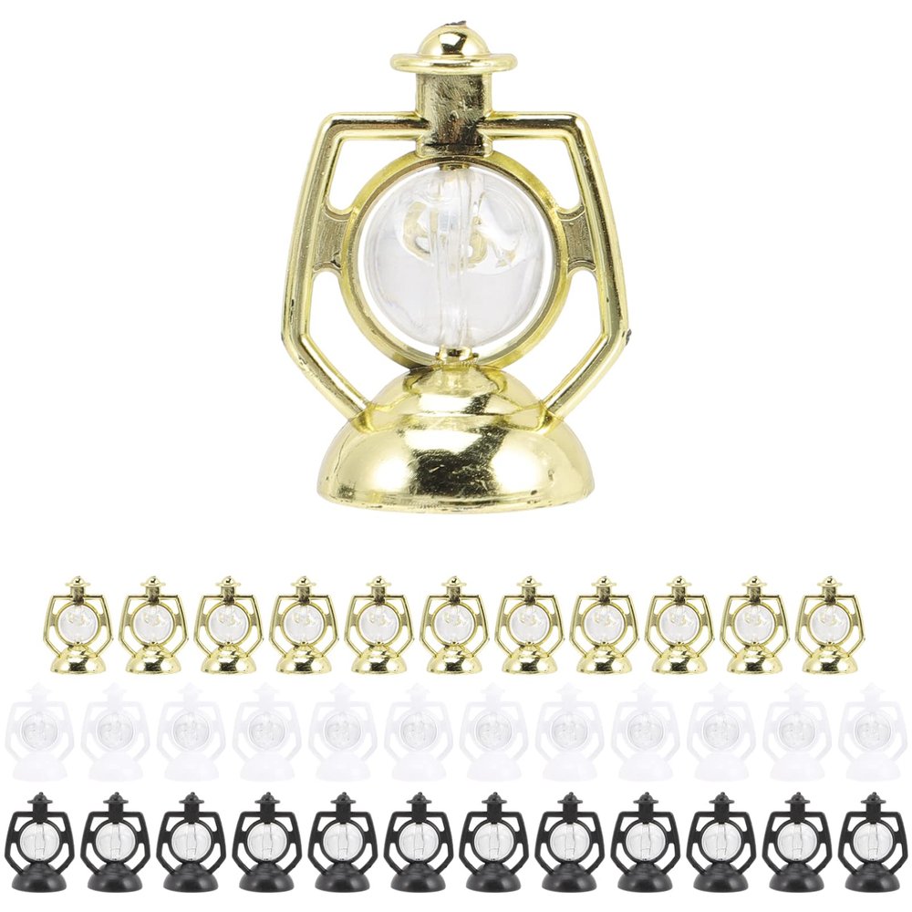 Christmas Mini Lantern 36pcs Christmas Miniature Lantern Mini Lamp Lantern Light Up Dollhouse Desktop Lamp Ornaments Small Kerosene Lamp for Doll House Garden Decor Scene Shooting