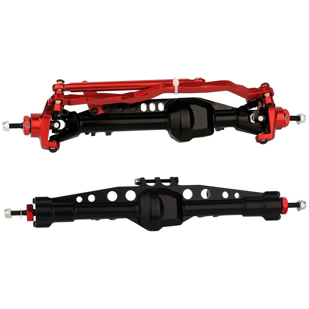 RZXYLRC Complete Metal Front & Rear Axle for Axial SCX10 III Ford Bronco AXI03014 1/10 RC Crawler Upgrades (red)