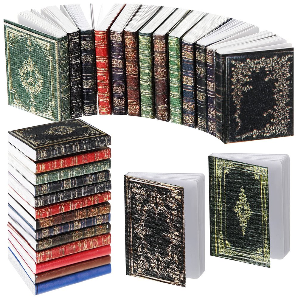 1: 12 Scale Miniatures Dollhouse Books Mini Miniatures Books Dollhouse Accessories Tiny Things Timeless Model for Library Decorations DIY Projects Girl Boy Doll Houses School Room (100 Pieces)
