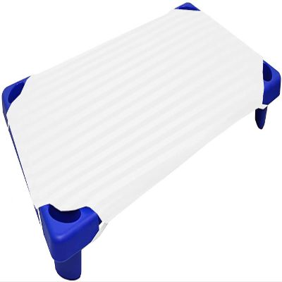 Daycare Cot Sheets for Toddler and Preschool Daycare Cot Sheet Set -Poly Cotton Fabric- Pre-School Cot Sheet- for Girls and Boys Cot Bed Fitted Sheet, White Stripe, Pack of 8: 22" W x 52"