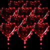 10 Pack Heart Shaped Light up Balloons Clear Heart LED Bobo Transparent Balloons with Red Lights for Christmas, Valentine s Day Wedding Birthday Party Decoration view 1
