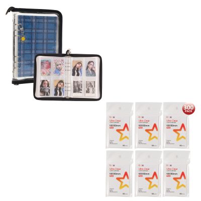 1 Pack A5 Photocard Binder (Black) + 300 Count Photocard Sleeves