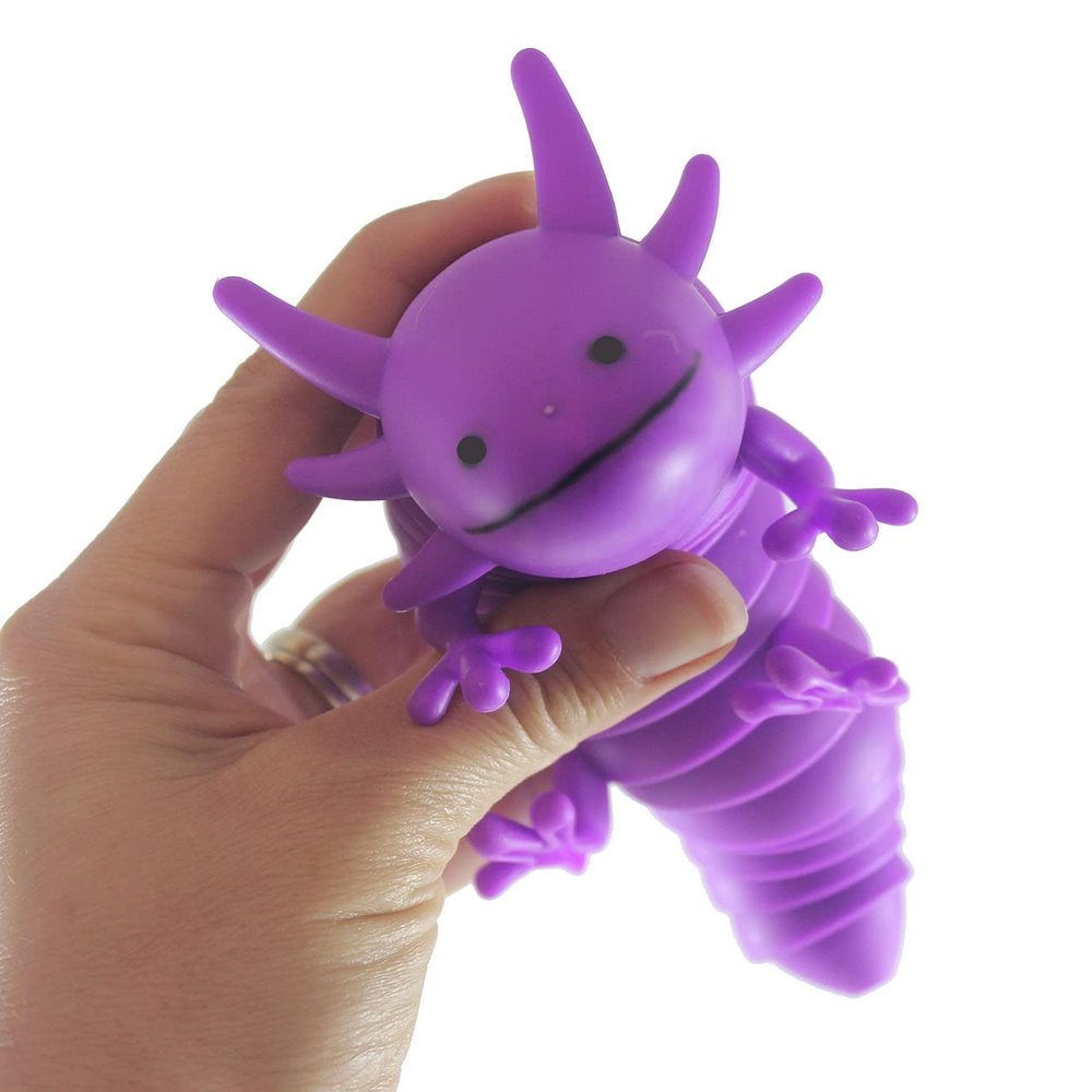 1 Purple Axolotl Fidget - Large Wiggle Articulated Jointed Moving Axolotyl Toy - Unique Gift, Lover, Decoration (1 Purple)