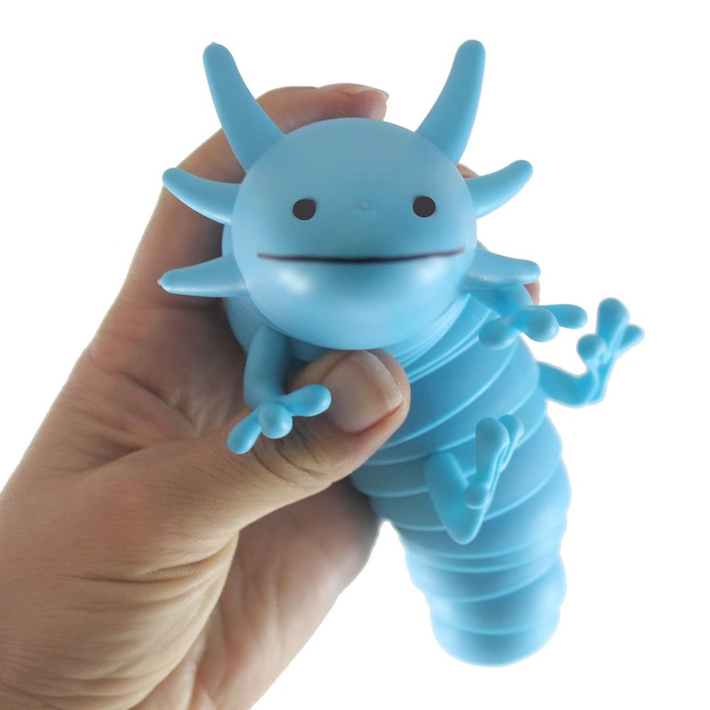 1 Blue Axolotl Fidget - Large Wiggle Articulated Jointed Moving Axolotyl Toy - Unique Gift, Lover, Decoration (1 Blue)