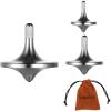 LOQATIDIS Stainless Steel Spinning Top, Premium Exquisite Well Made Metal Desk EDC Toys, Spin Long Time Perfect Balance, Help Relieve Stress, Anxiety (Silver 3PCS / Small + Medium + Large) view 1
