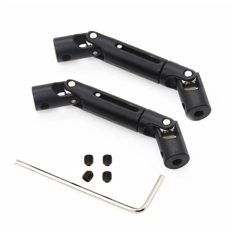 2Pcs Metal Universal Drive Shaft for WPL D12 C14 C24 B16 B36 B24 MN D90 MN99S Henglong RC Car Upgrade Parts ( Color : Black )