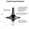 LOQATIDIS Stainless Steel Spinning Top, Premium Exquisite Well Made Metal Desk EDC Toys, Spin Long Time Perfect Balance, Help Relieve Stress, Anxiety (Medium/Black) view 2
