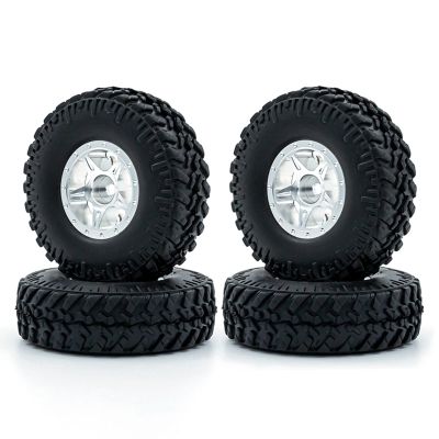4Pcs Metal Beadlock Wheel Rims Rubber Tires Set for Axial SCX24 90081 AXI00001 AXI00002 1/24 RC Car Truck Parts (Color : White-Type 2)
