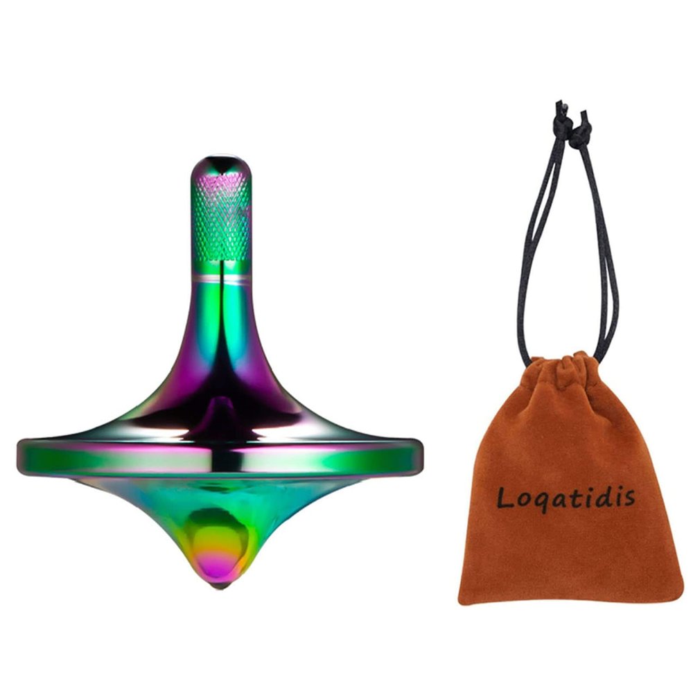 LOQATIDIS Stainless Steel Spinning Top, Premium Exquisite Well Made Metal Desk EDC Toys, Spin Long Time Perfect Balance, Help Relieve Stress, Anxiety (Medium/Colorful)