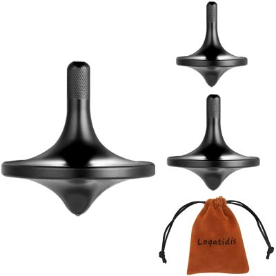 LOQATIDIS Stainless Steel Spinning Top, Premium Exquisite Well Made Metal Desk EDC Toys, Spin Long Time Perfect Balance, Help Relieve Stress, Anxiety (Black 3PCS / Small + Medium + Large)